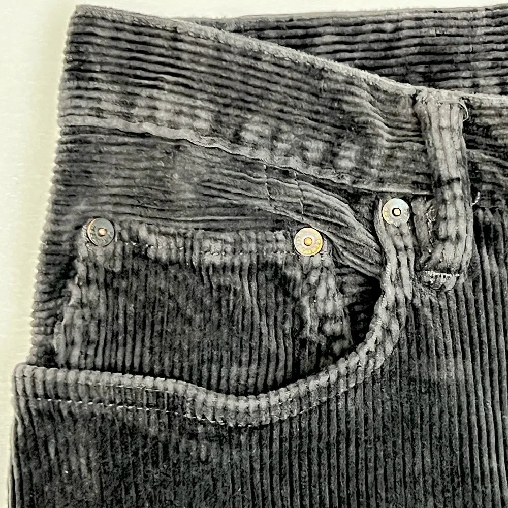 AllSaints Dean Black Grey Corduroy Pants Mens 36(Measures 36x26) Slim Crop